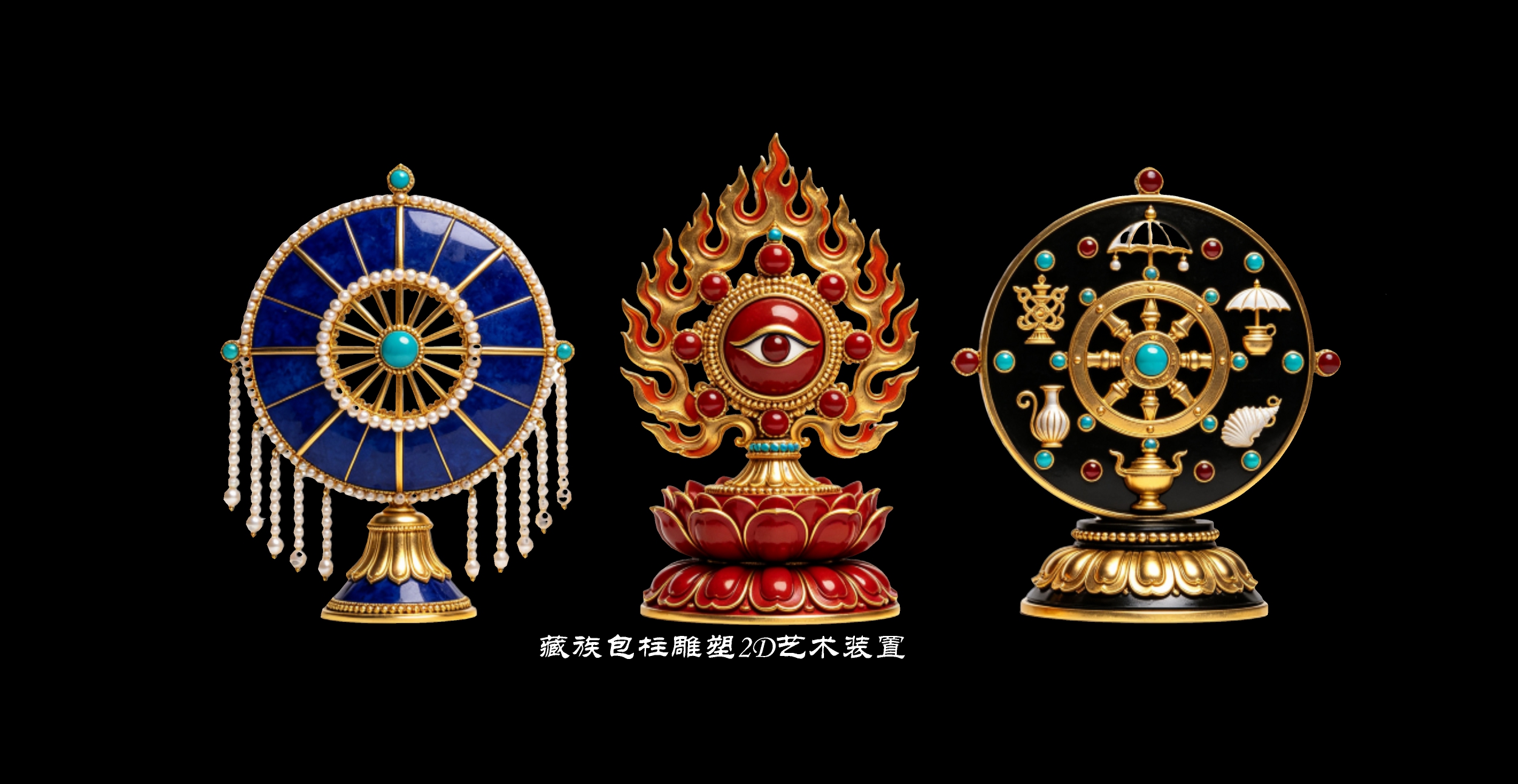 藏族包柱雕塑2D艺术装置