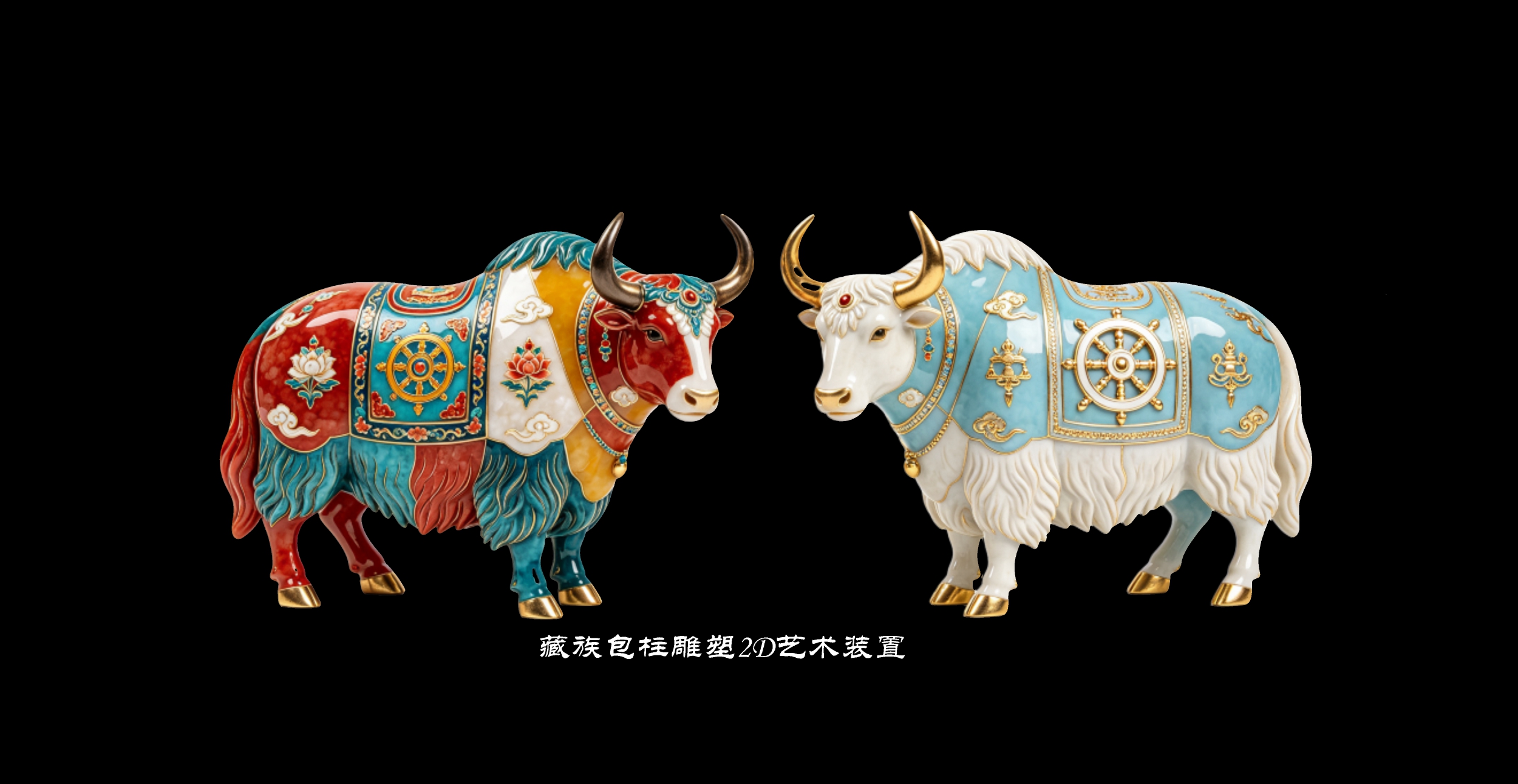 牦牛藏族雕塑2D艺术装置