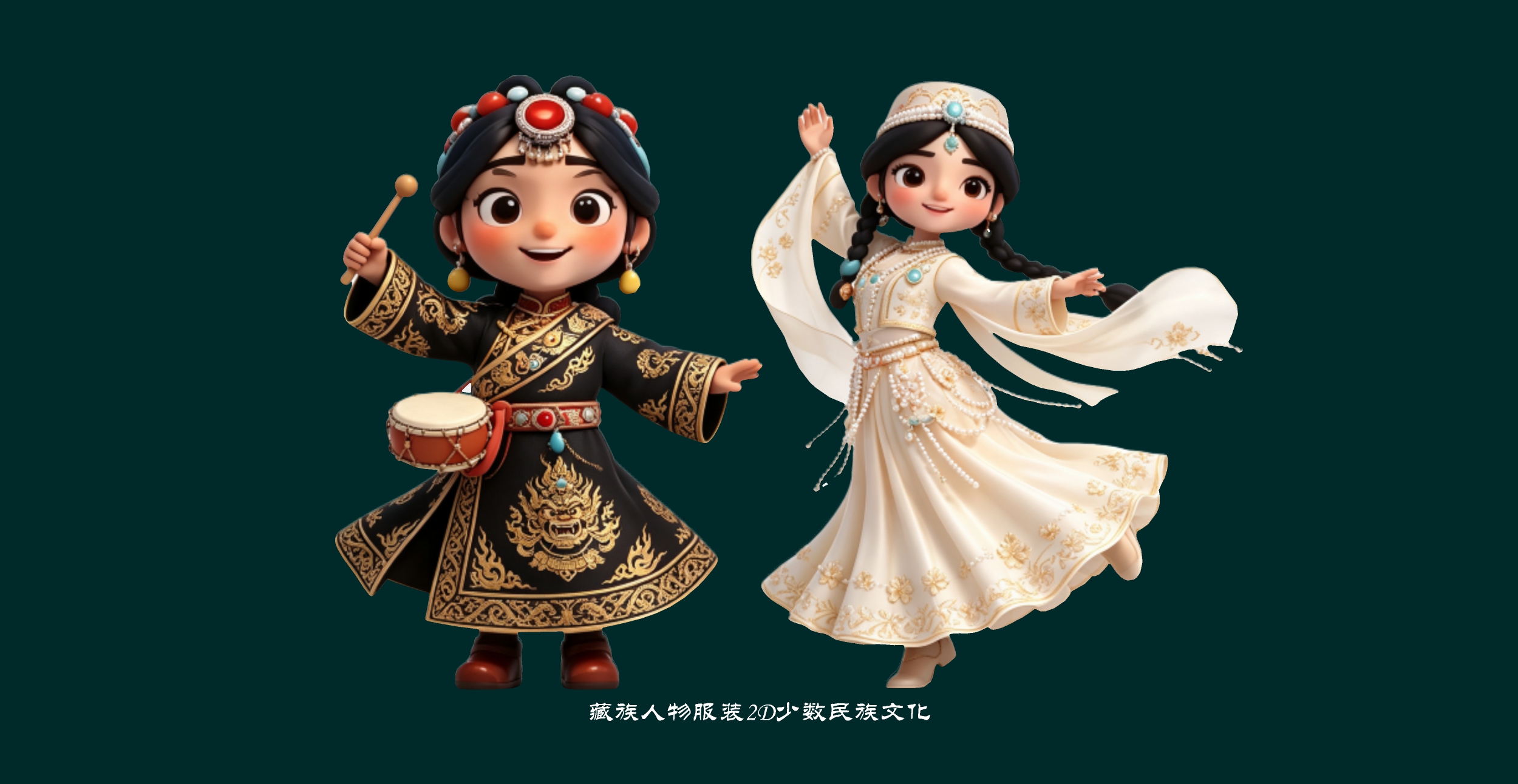 藏族人物服装2D少数民族文化