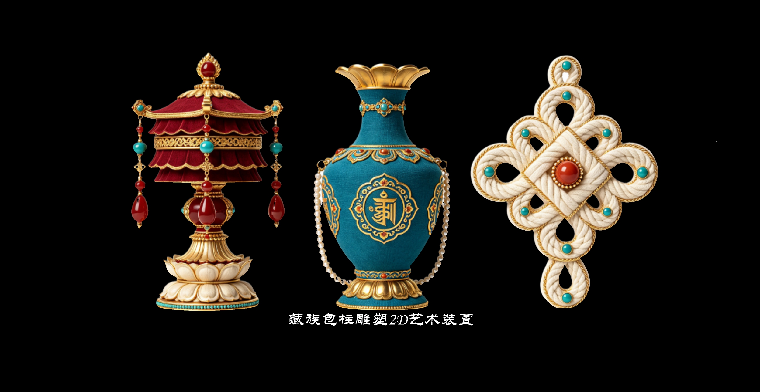 藏族包柱雕塑2D艺术装置