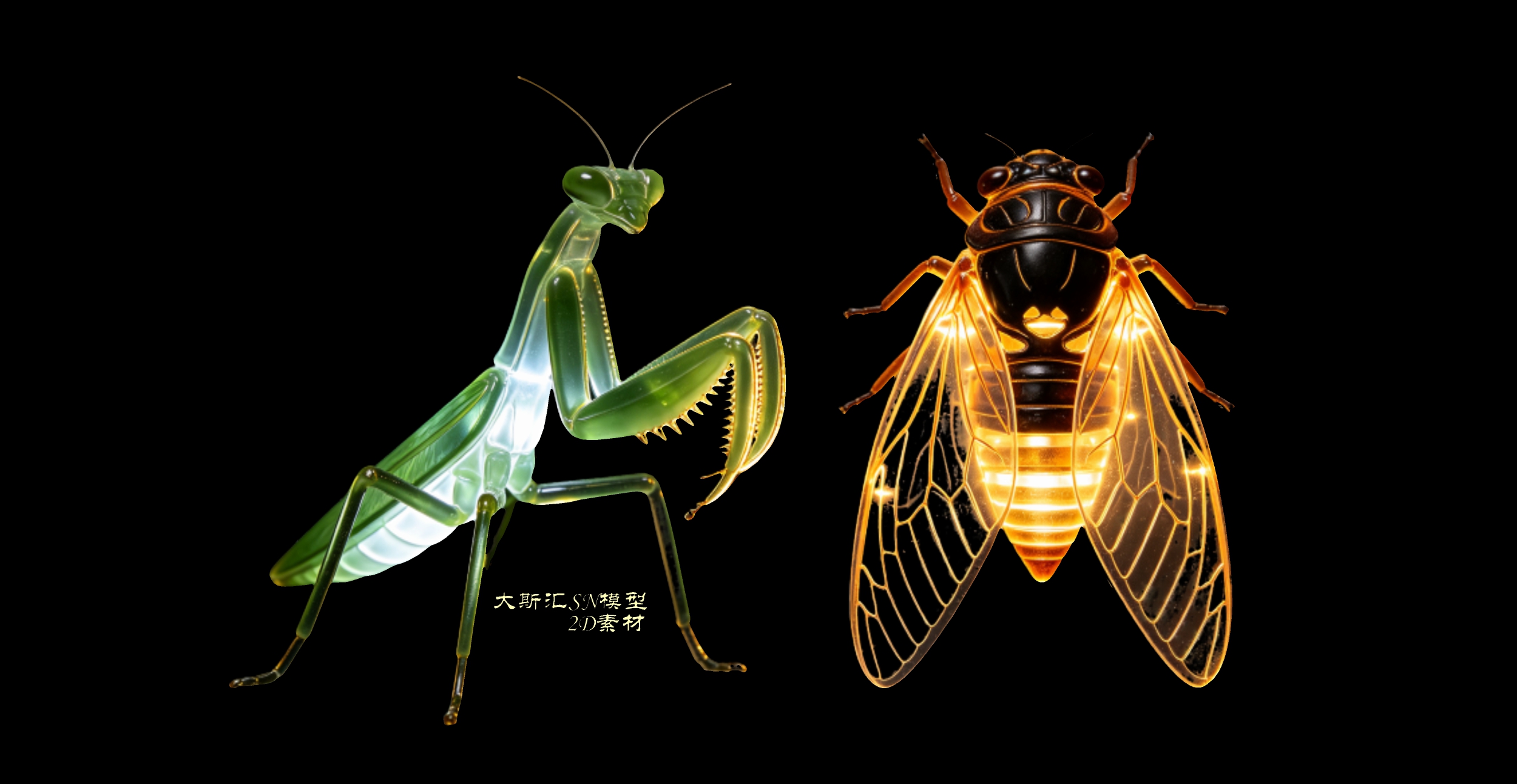 知了爬行昆虫2D夜景灯光