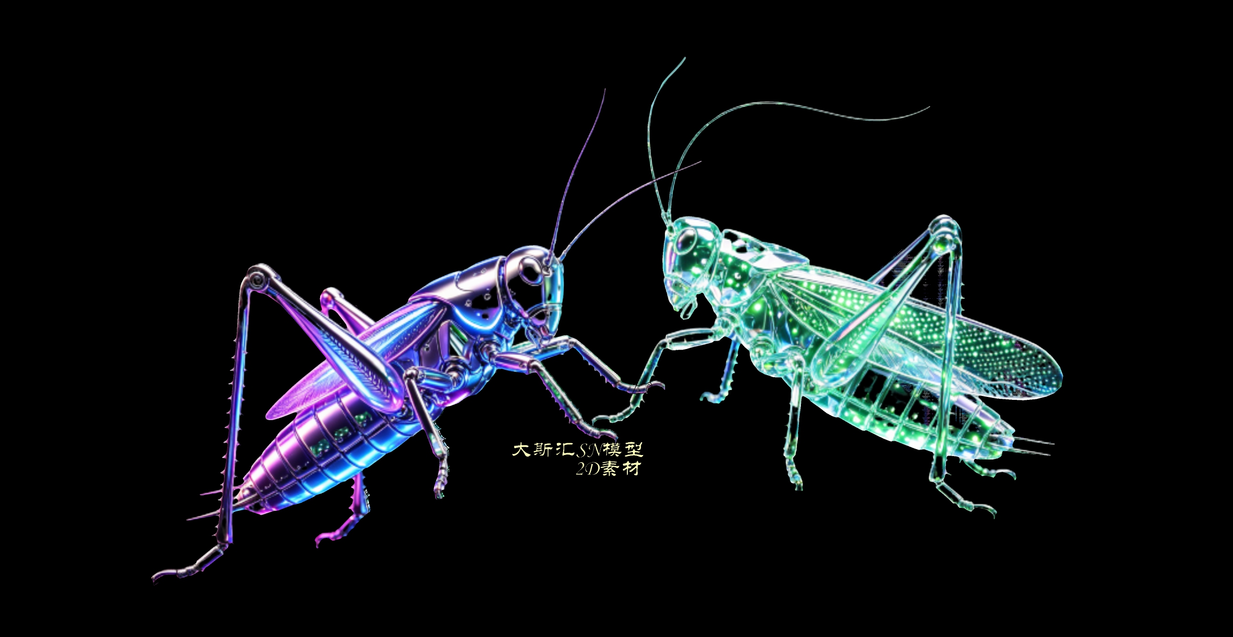爬行蝗虫昆虫2D夜景灯光
