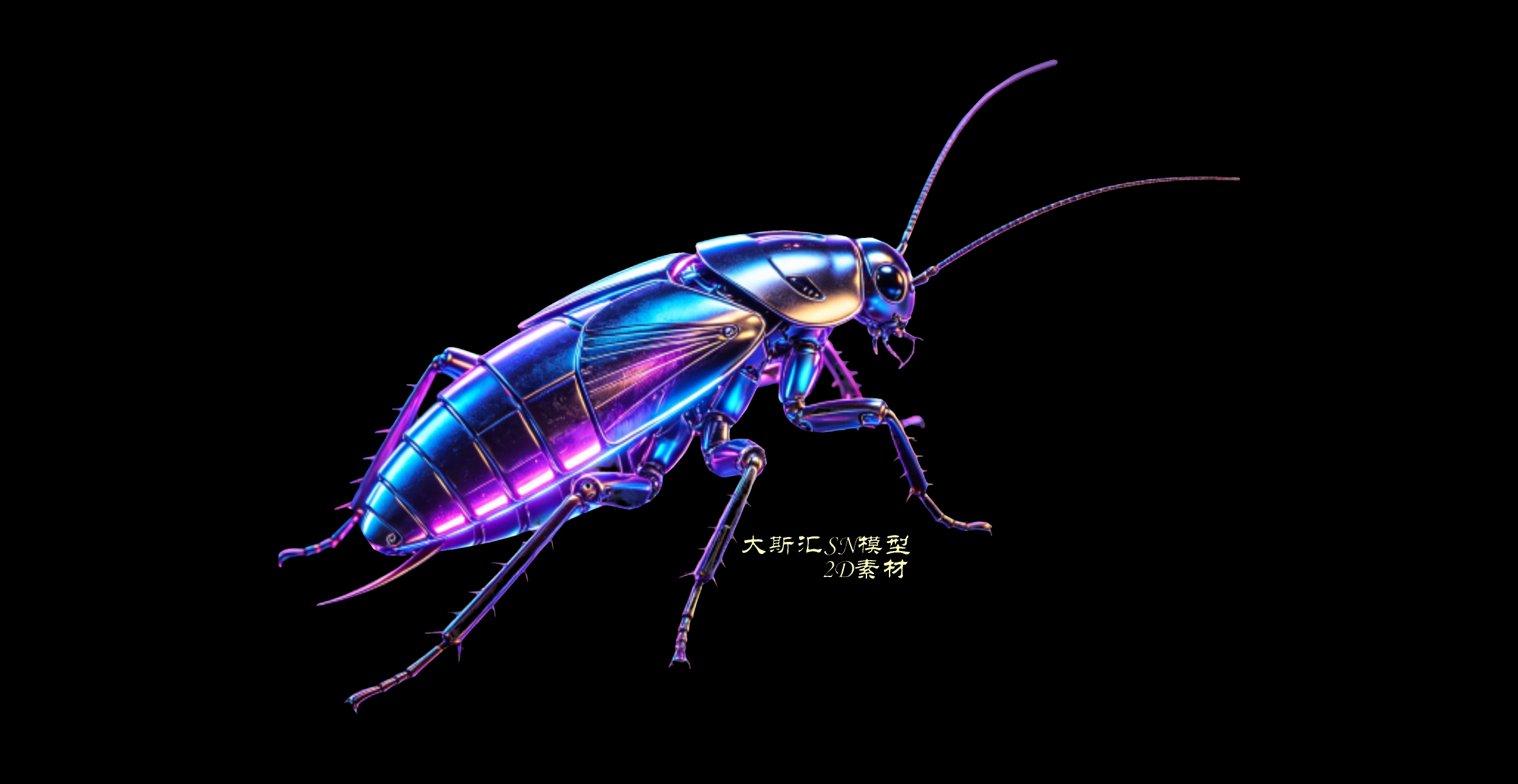 蟑螂爬行昆虫2D夜景灯光