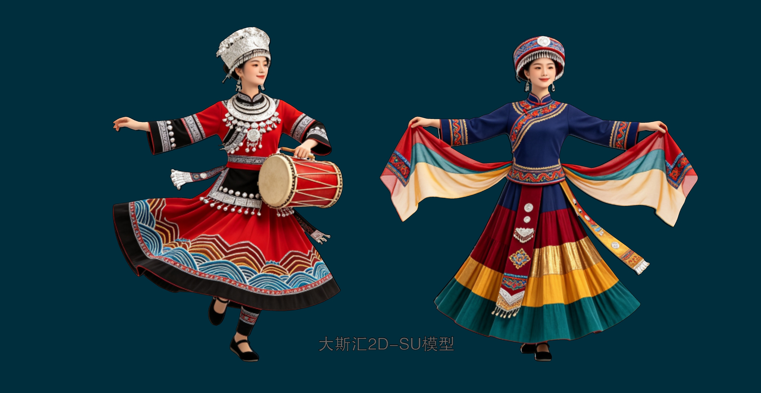 苗族服装人物挂件民族文化2D素材