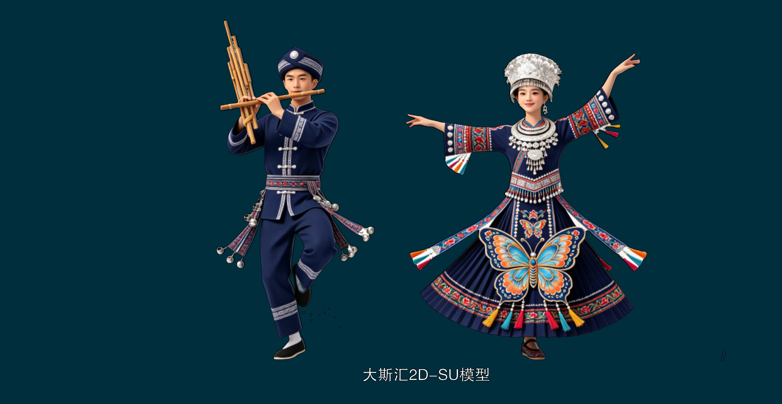 苗族服装人物挂件民族文化2D素材