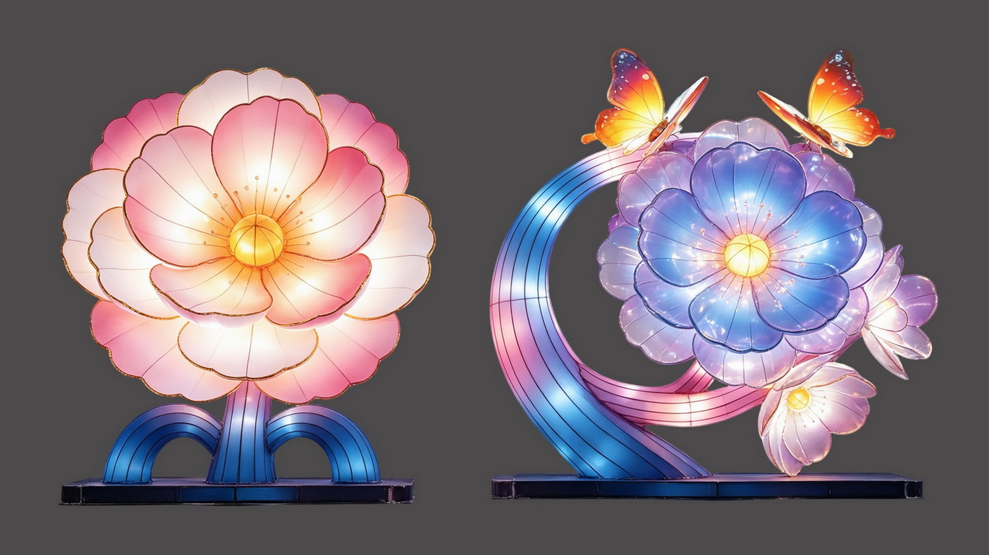 桃花花艺景观灯光免扣PNG剪影