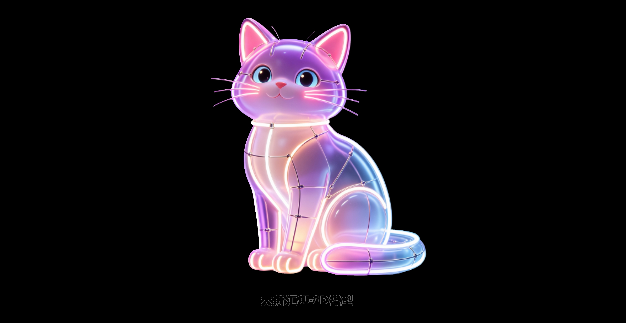 猫动物夜景灯光2D剪影