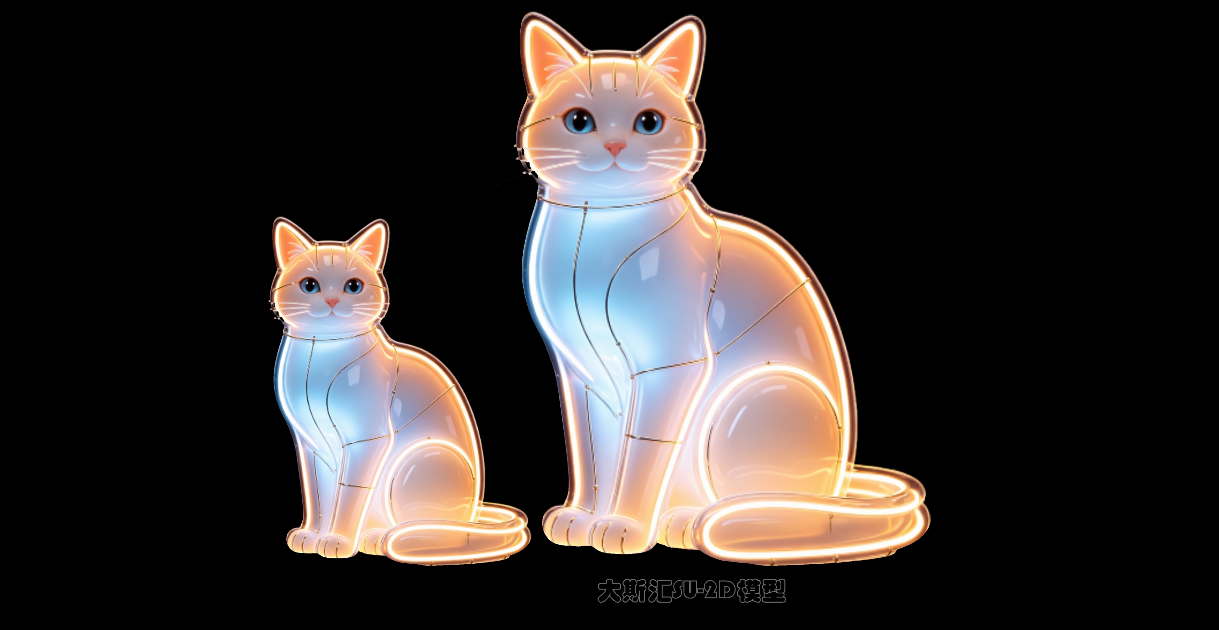 小猫2D动物剪影动物夜景灯光SU素材