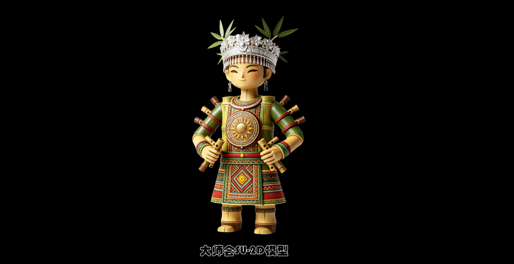 景观雕塑壮族图腾人物雕塑SU剪影