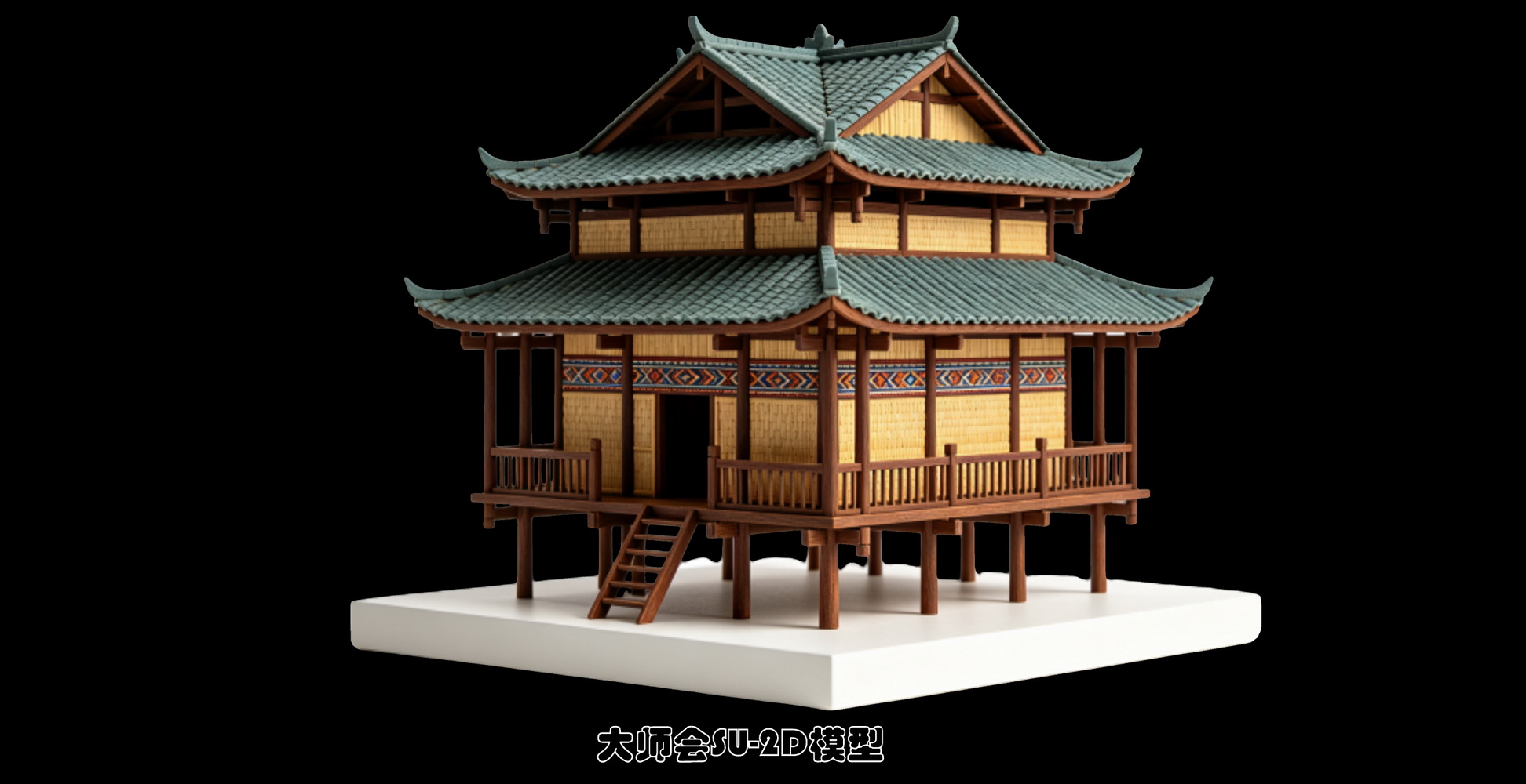 展示壮族风情建筑模型SU剪影