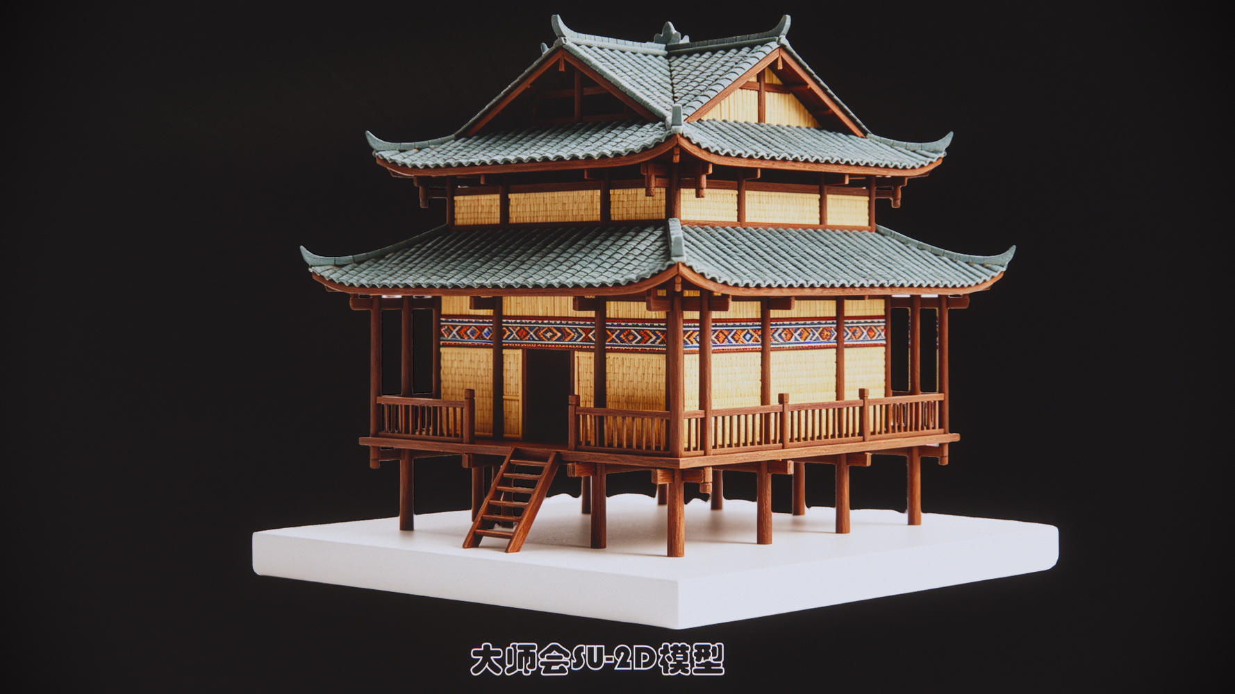 展示壮族风情建筑模型SU剪影
