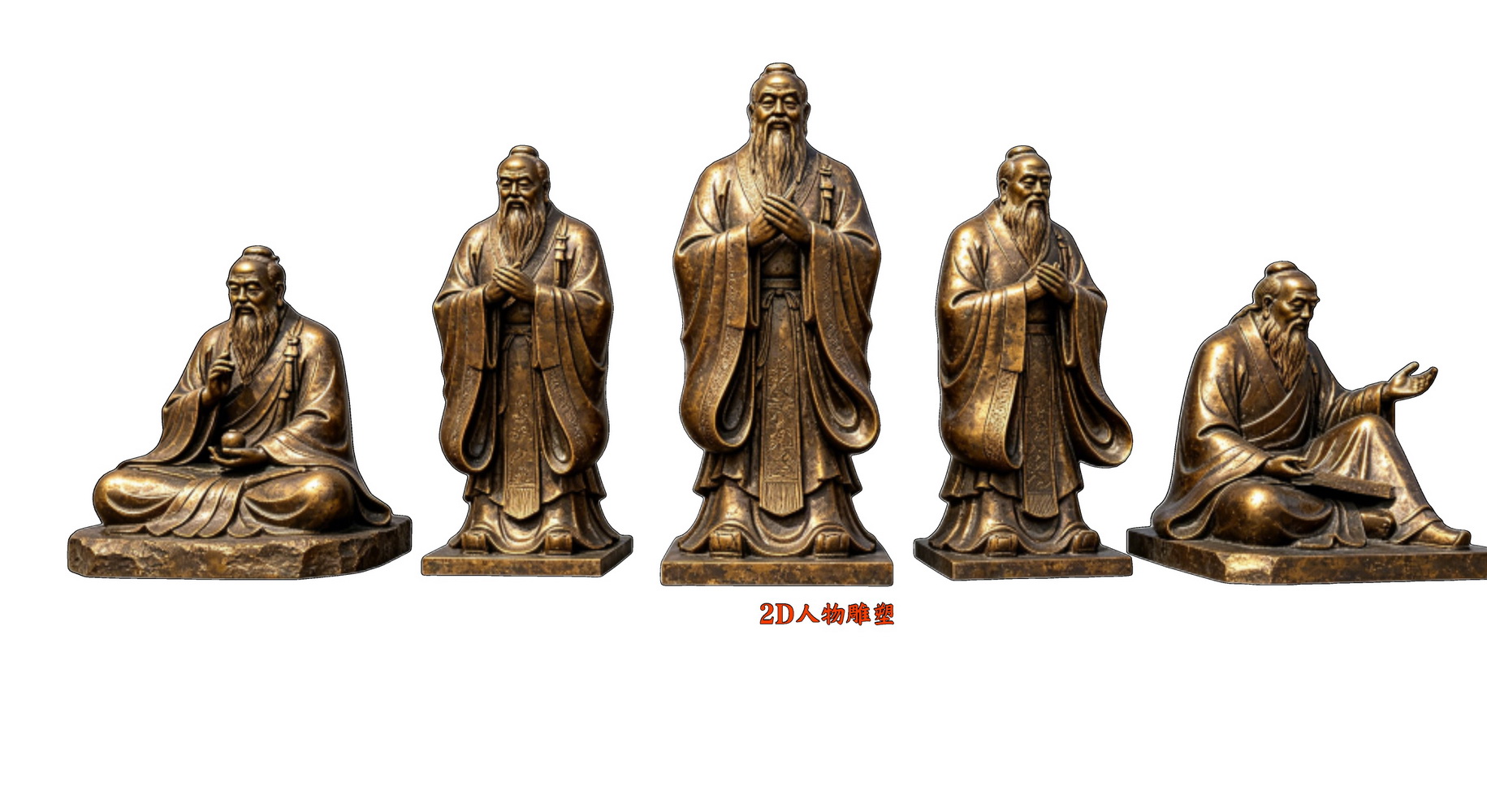 老子古铜雕塑2D人物