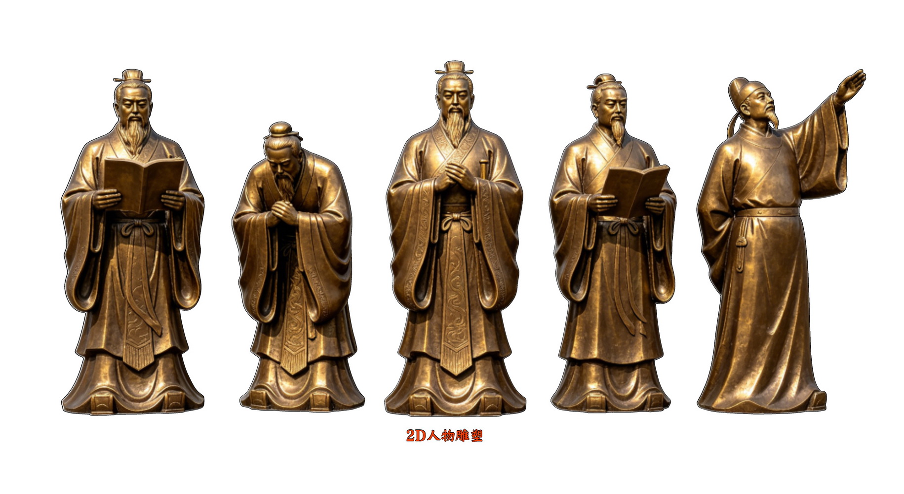 孟子古铜雕塑2D人物