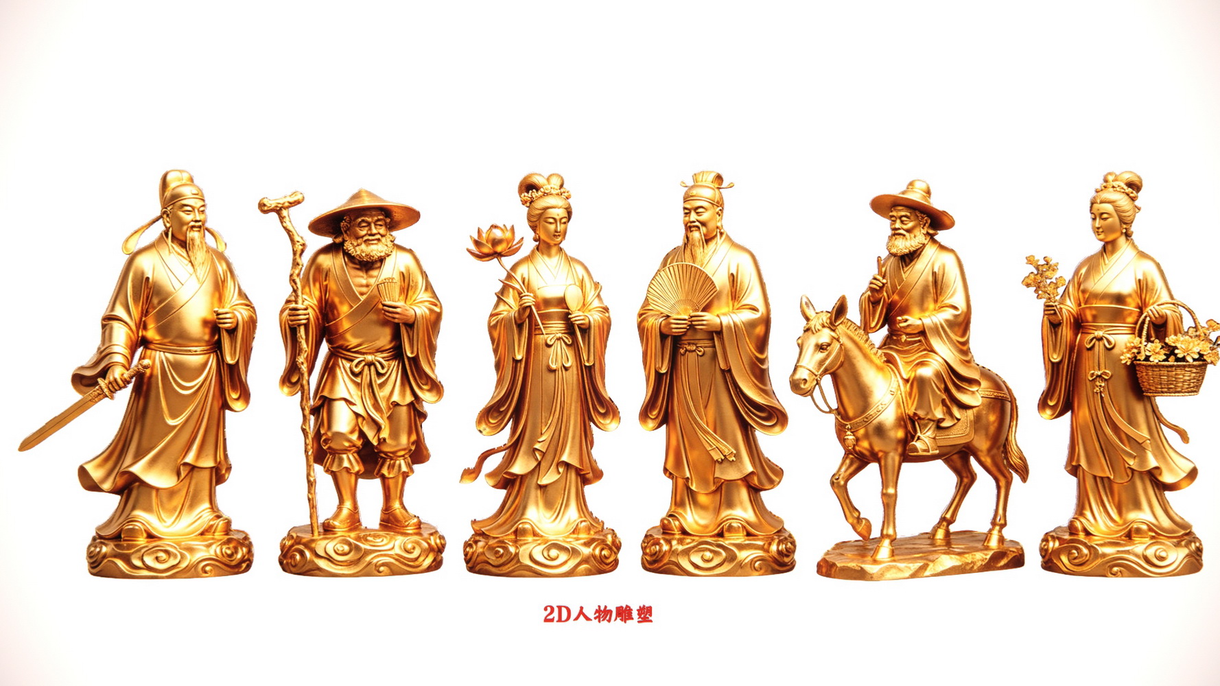 八仙金雕塑2D人物