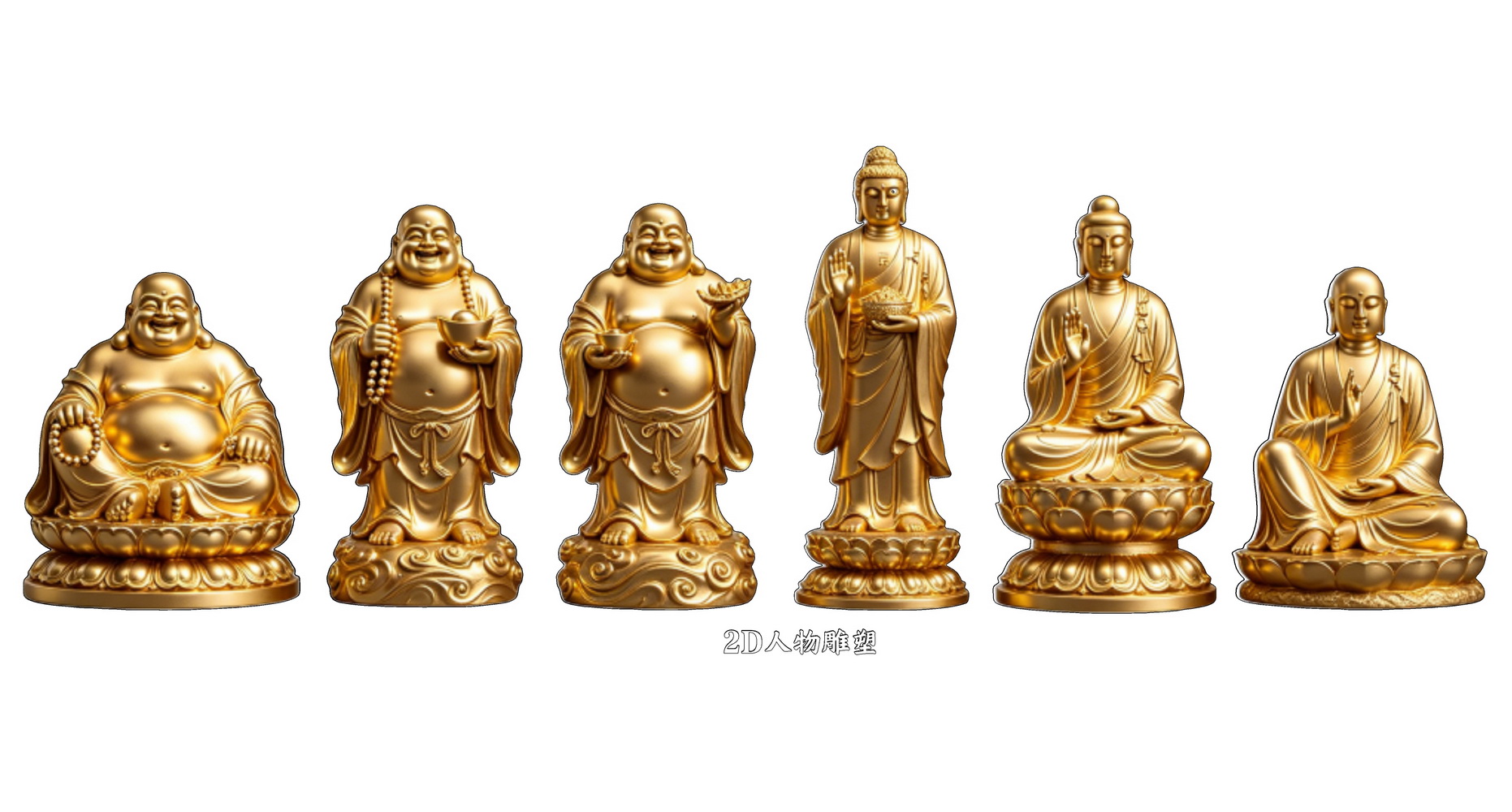 2D弥勒佛人物金铜雕塑