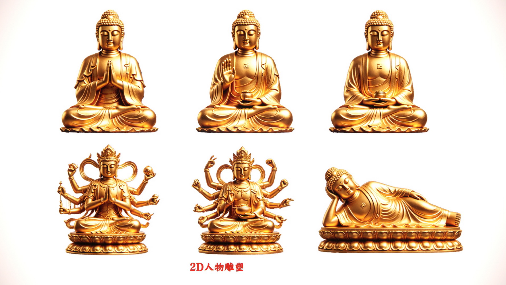 如来佛雕塑2D人物古铜雕塑