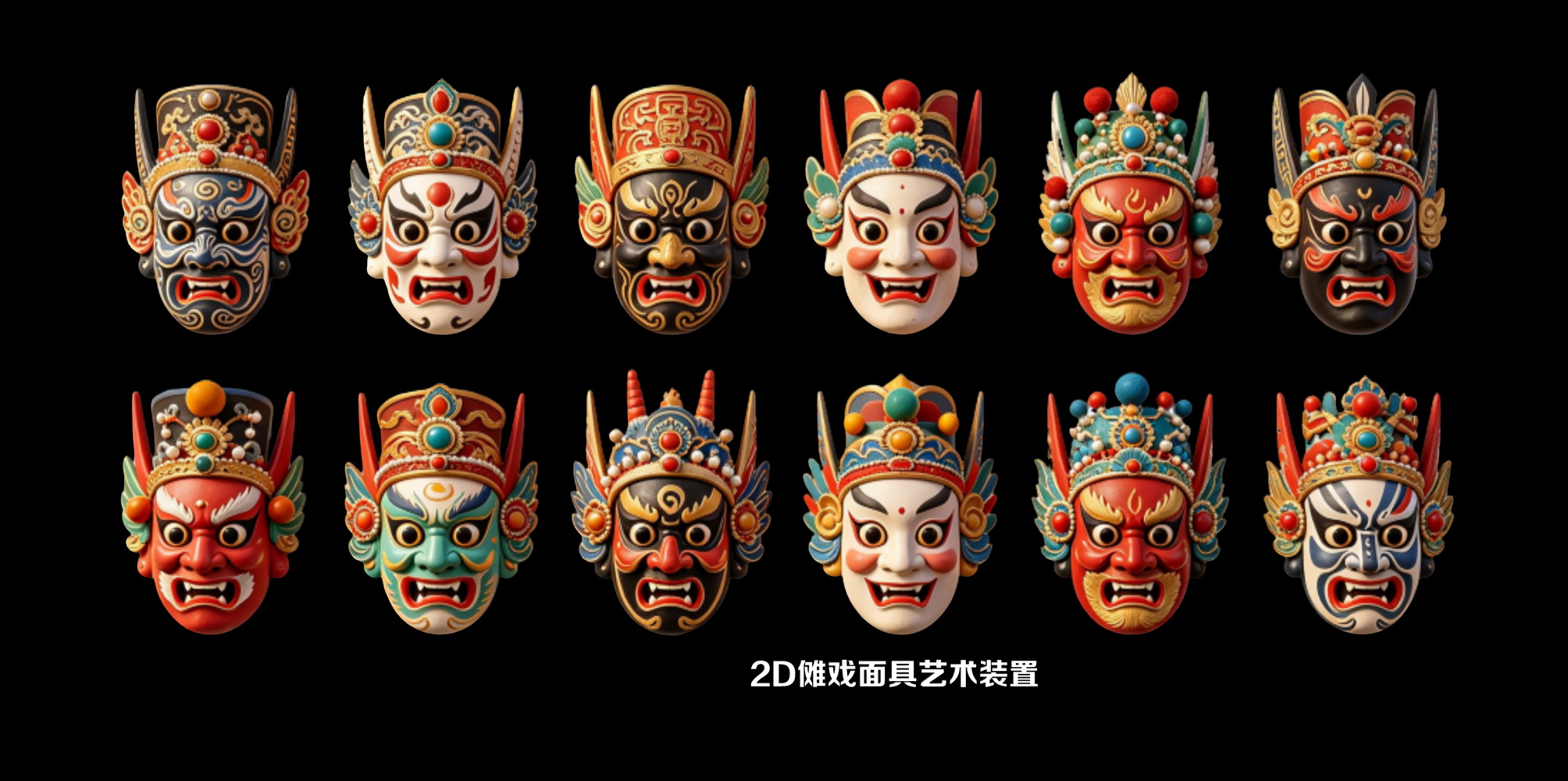 2D傩戏面具艺术装置
