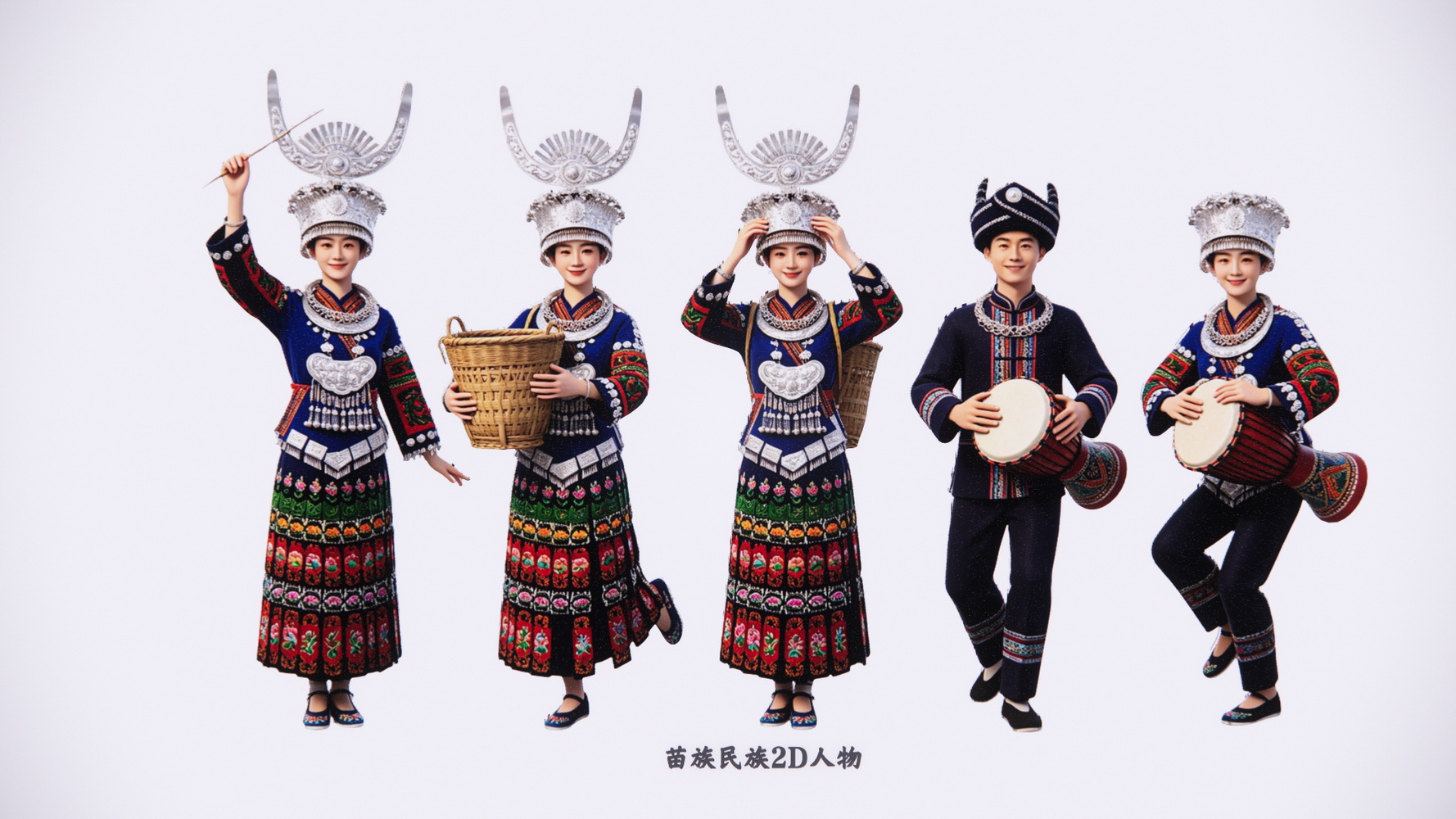 苗族民族2D人物SU模型