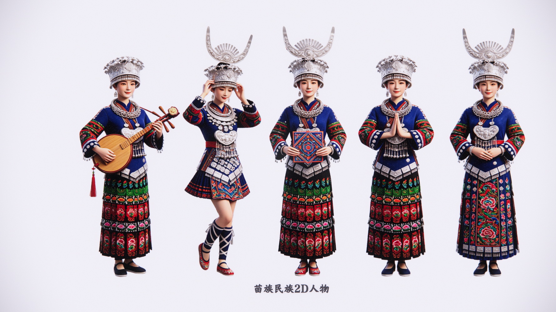 舞蹈服饰苗族民族2D人物