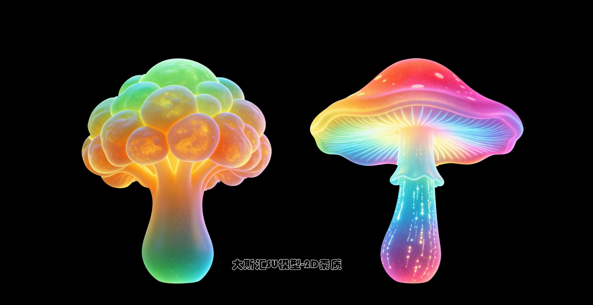 植物蘑菇景观夜景SU模型