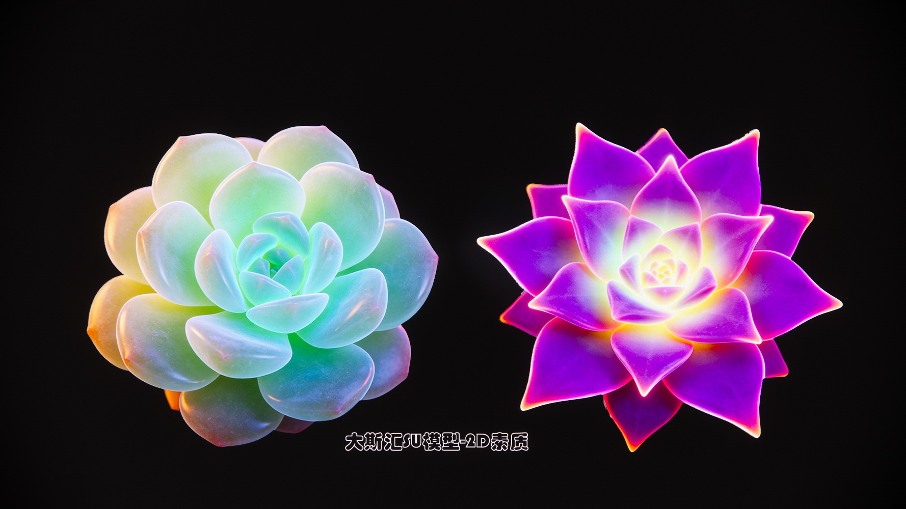 多肉植物花景观夜景SU模型