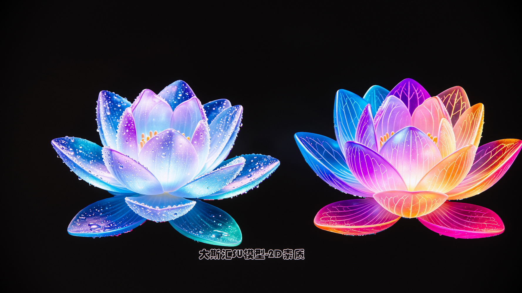 植物荷花景观夜景SU模型