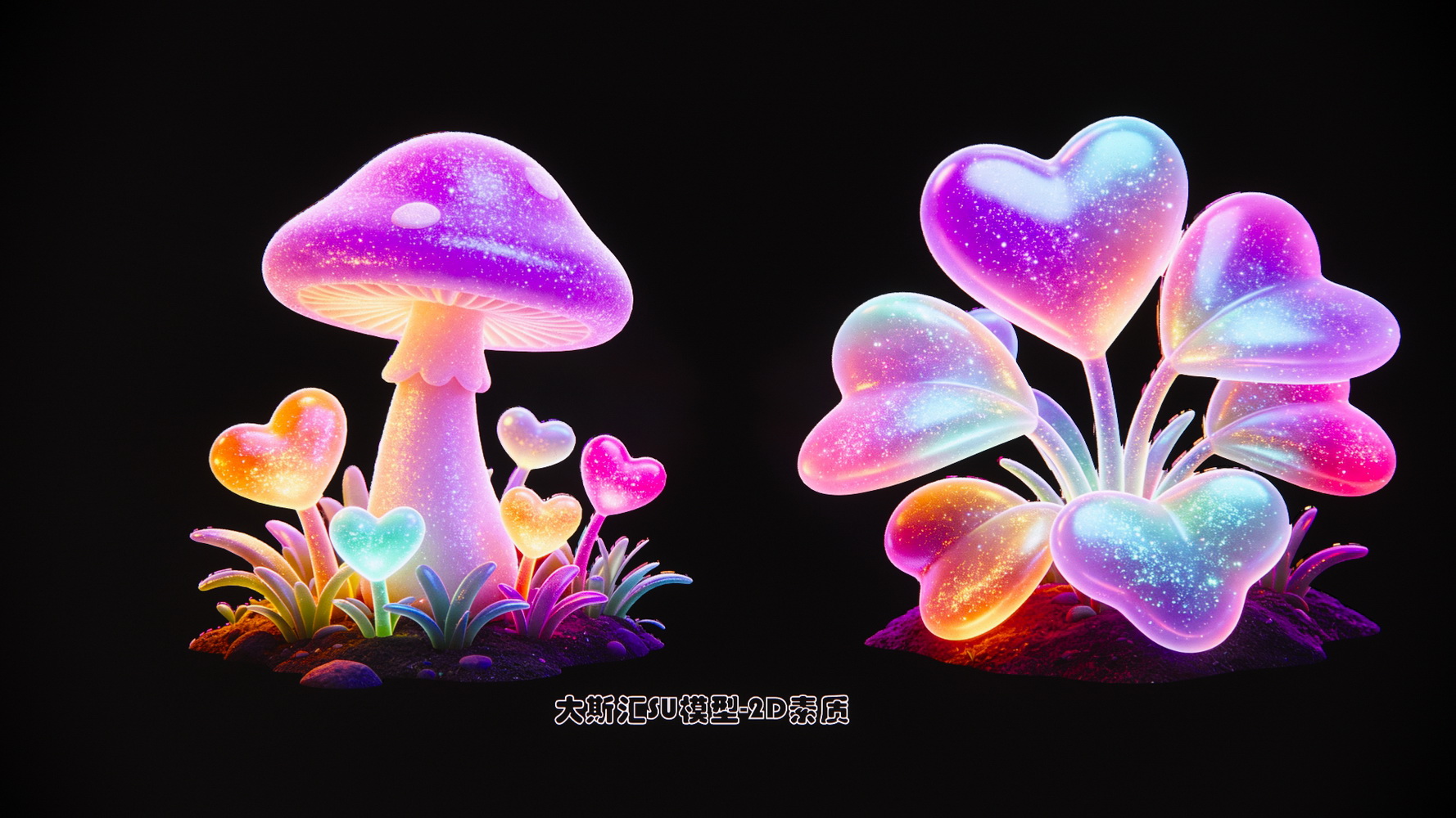 蘑菇植物景观夜景SU模型