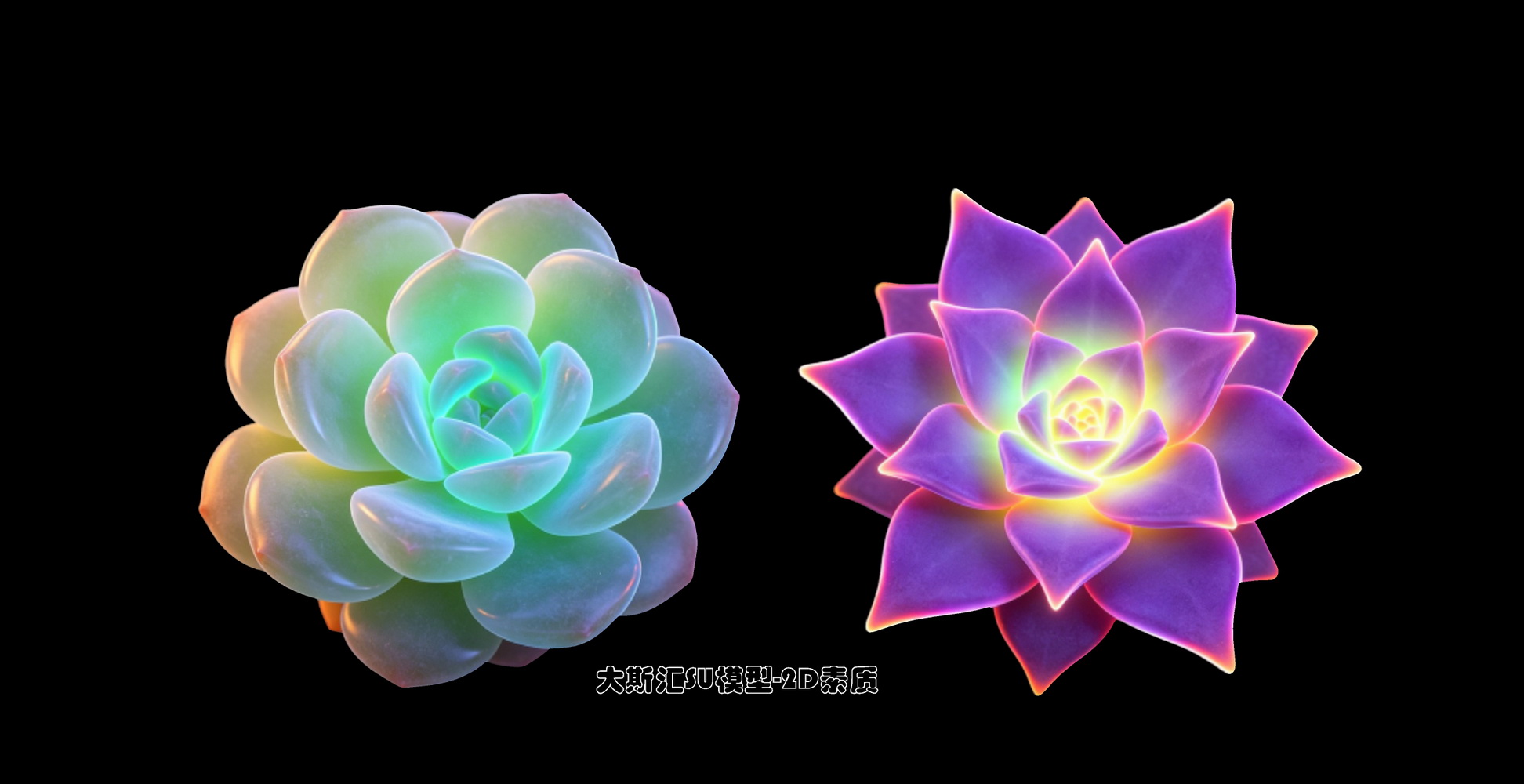 多肉植物花景观夜景SU模型