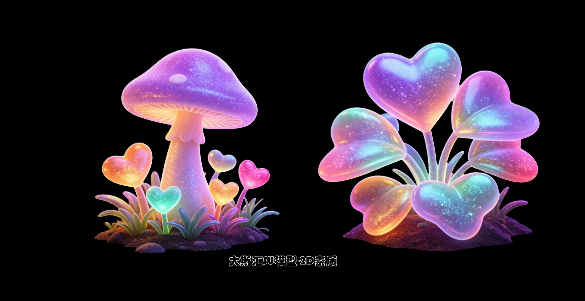 蘑菇植物景观夜景SU模型