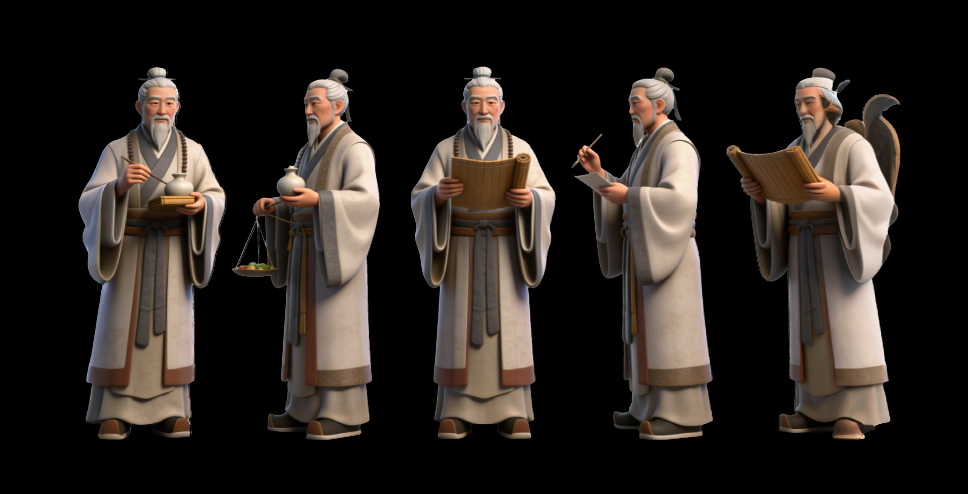 人物2D华陀 古代名人名医剪影SU模型