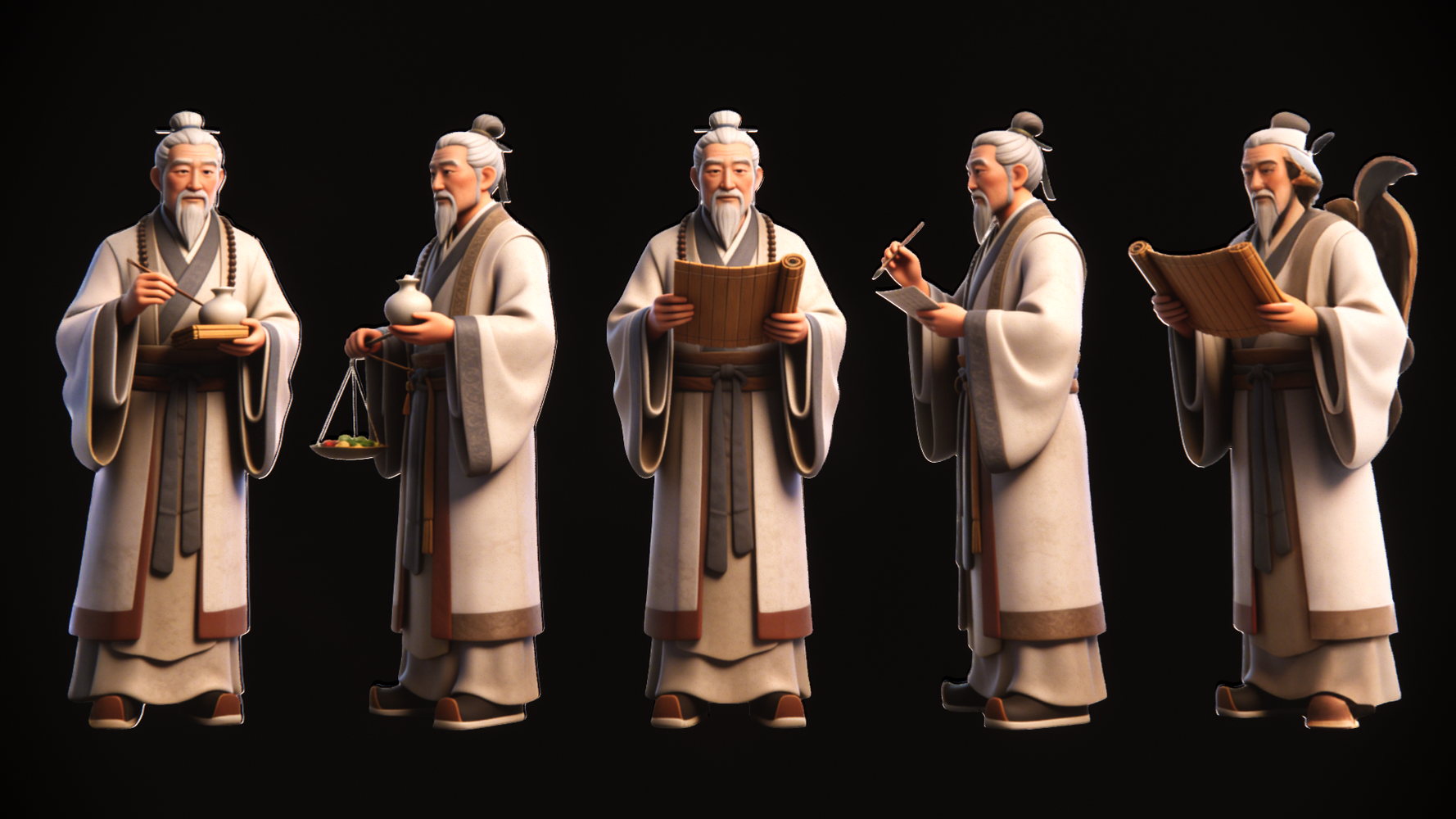 人物2D华陀 古代名人名医剪影SU模型
