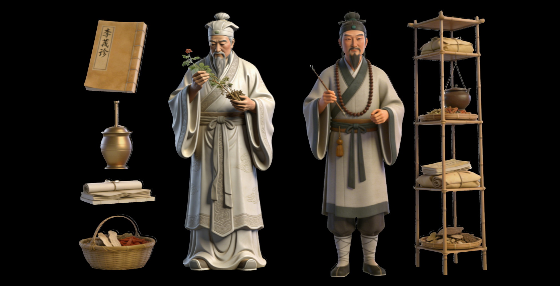 人物2D李时珍 古代名医剪影SU模型