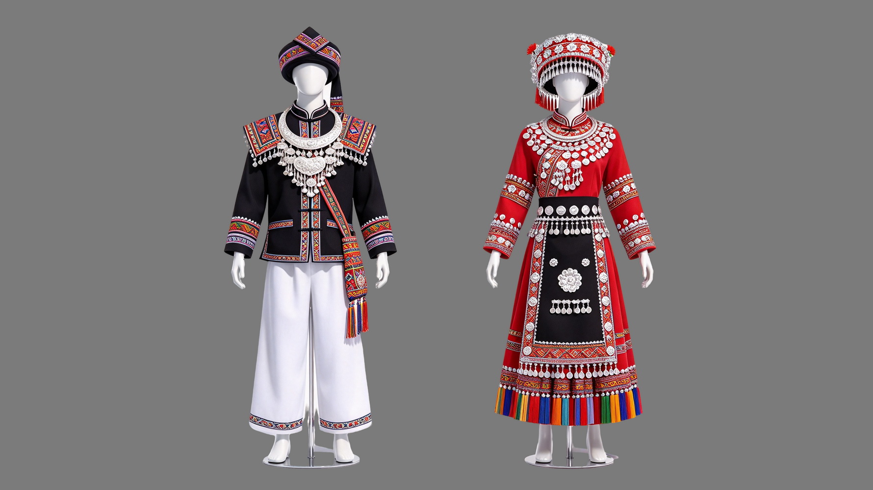 瑶族服装 模特人物少数民族服饰PNG