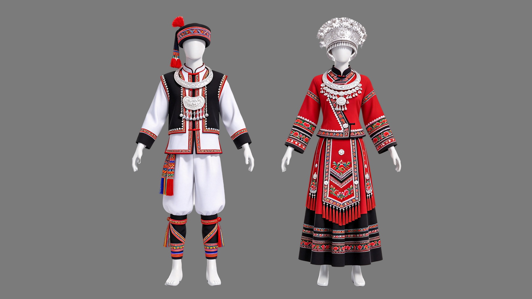 瑶族服装 模特人物少数民族服饰PNG