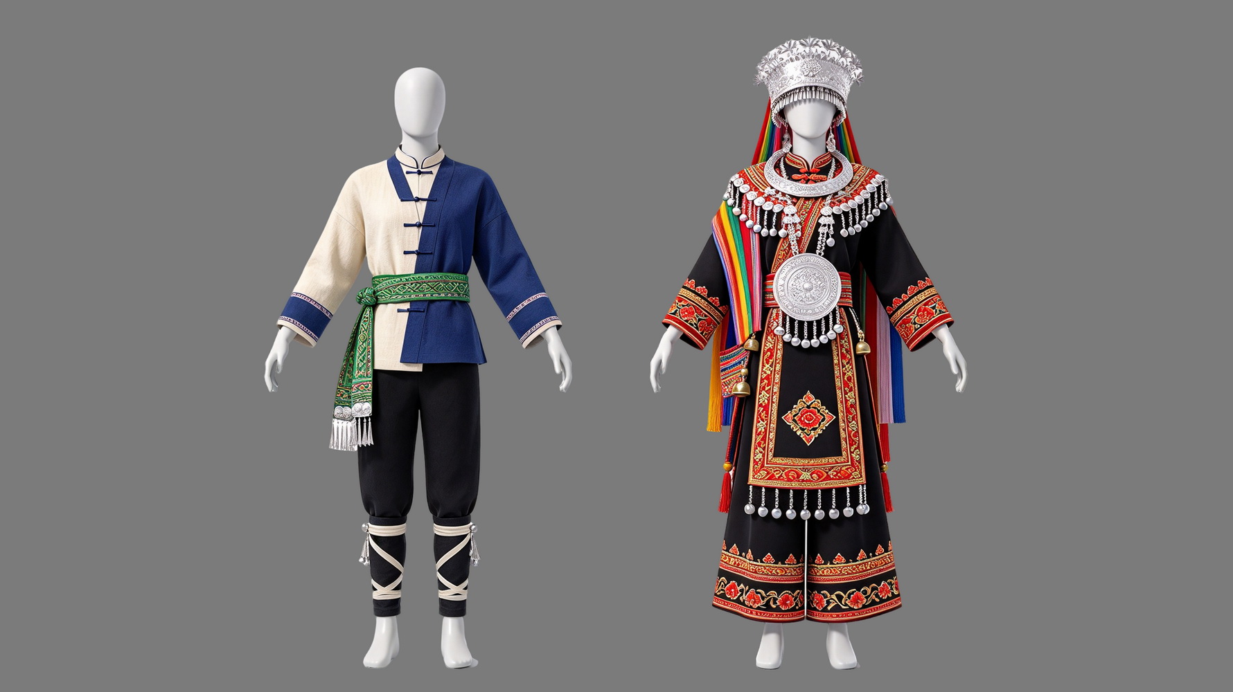 瑶族服装 模特人物少数民族服饰PNG