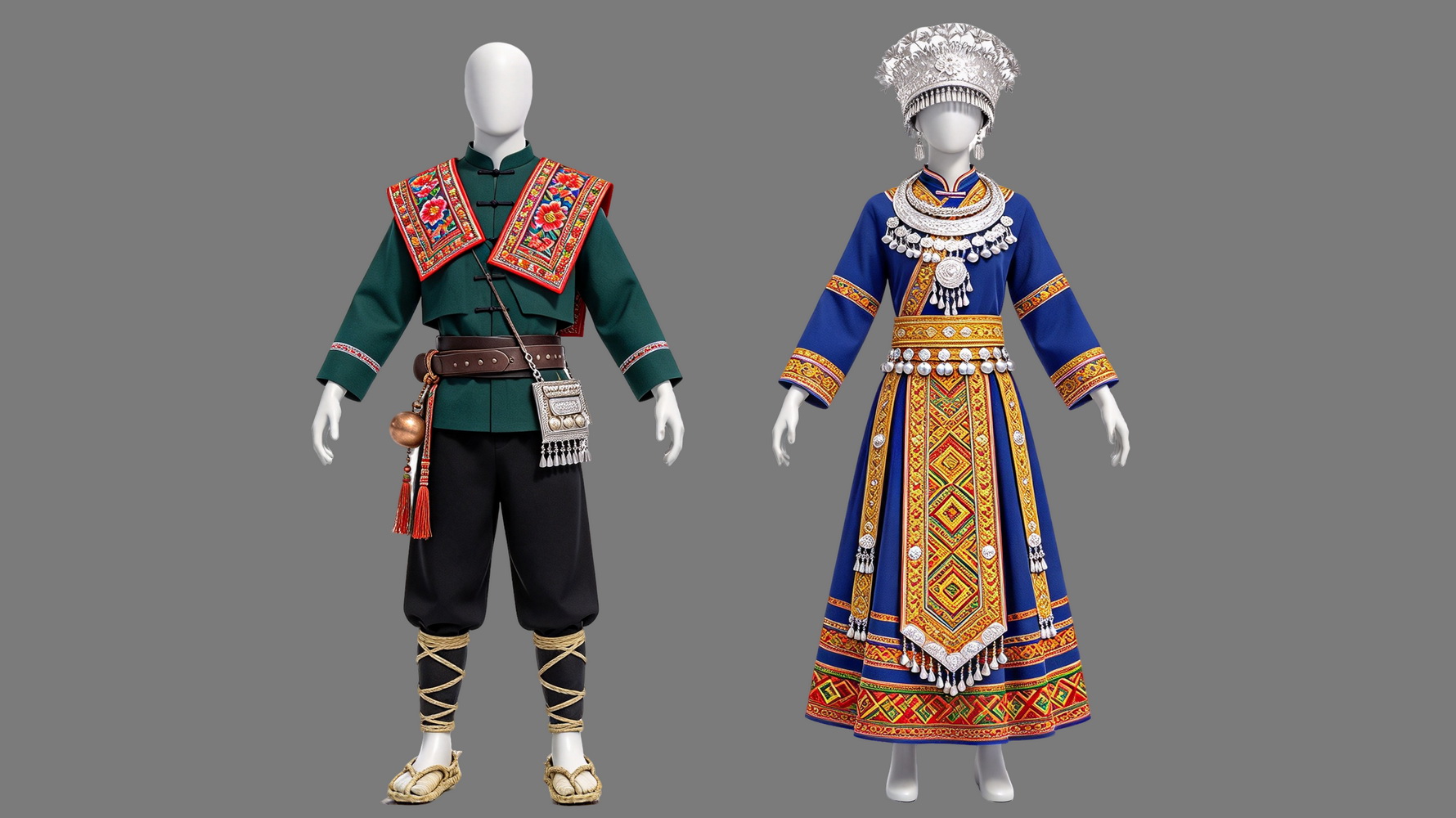 瑶族服装 模特人物少数民族服饰PNG