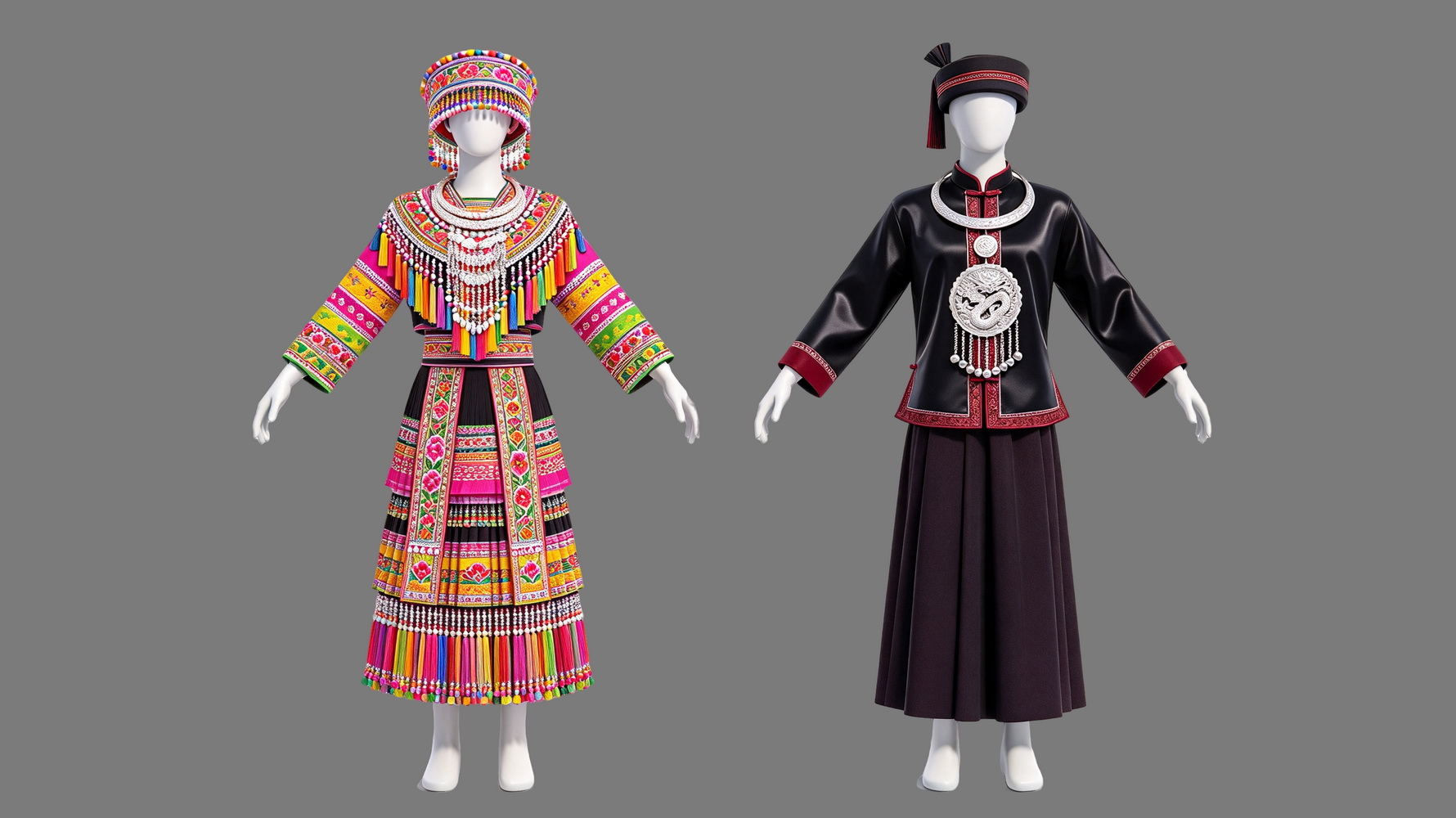 瑶族服装 模特人物少数民族服饰PNG