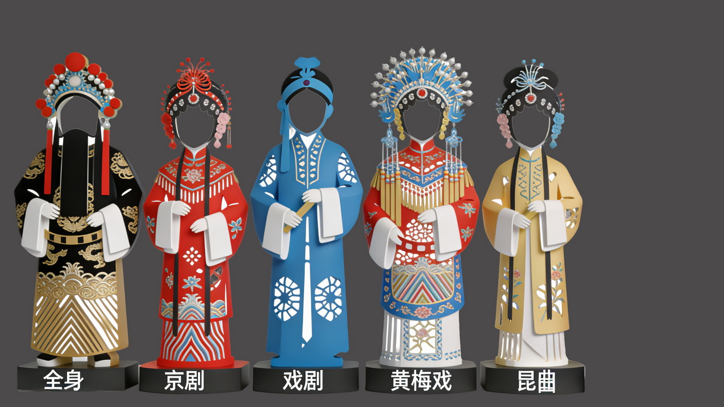 国潮戏曲人物拍照互动PNG免扣
