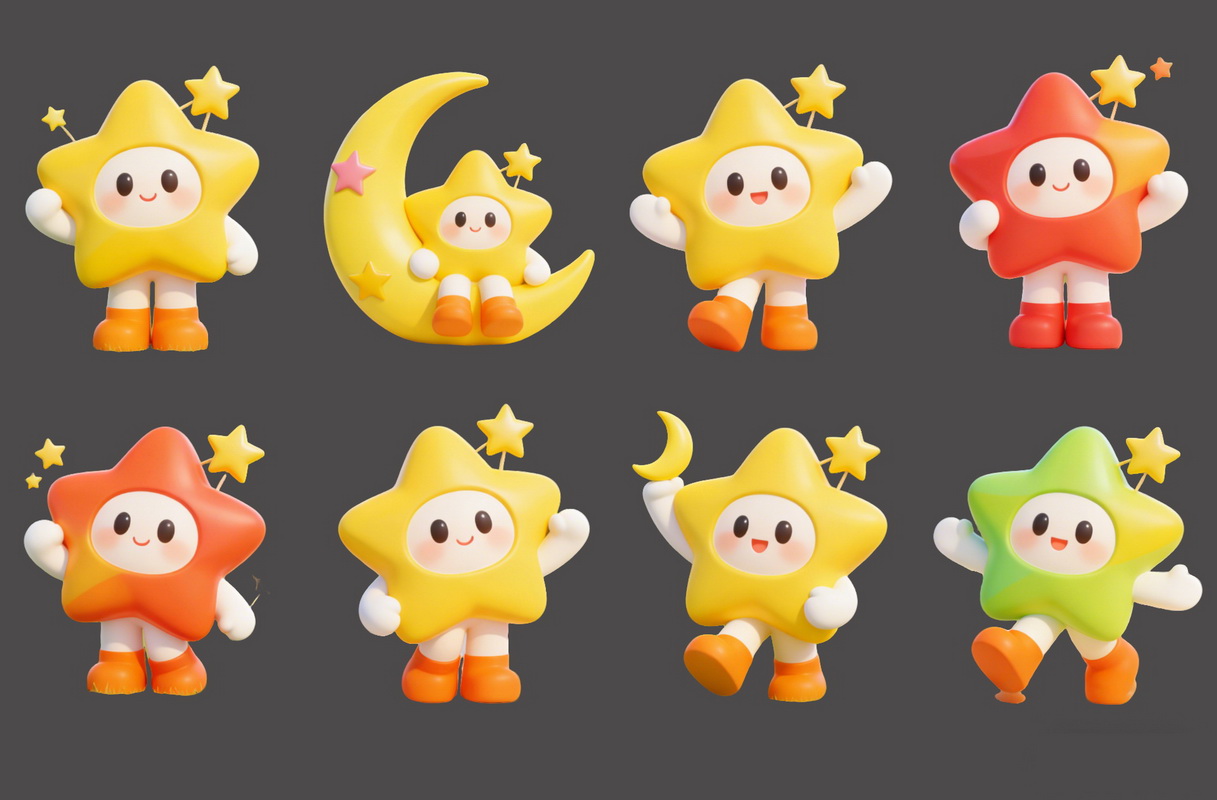 星星月亮人物IP形象雕塑