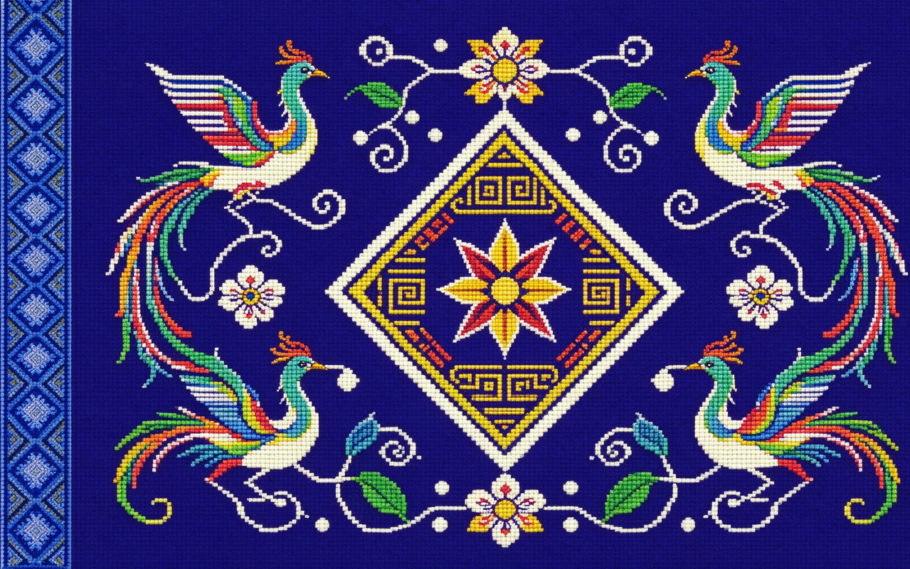 民族风刺绣壮族壮锦纹样贴图