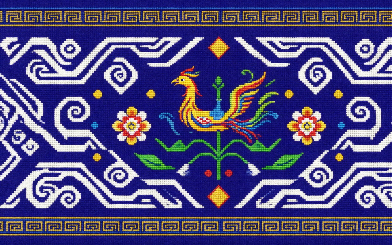布纹刺绣壮族壮锦纹样贴图