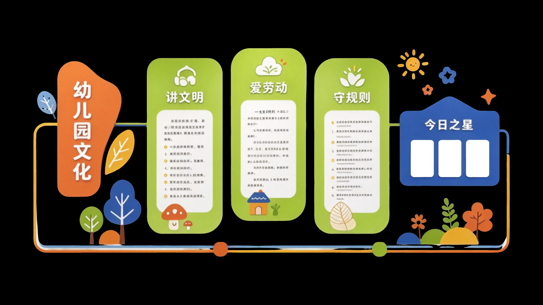 活泼童趣幼儿园 校园 宣传栏 文化墙 SU剪影