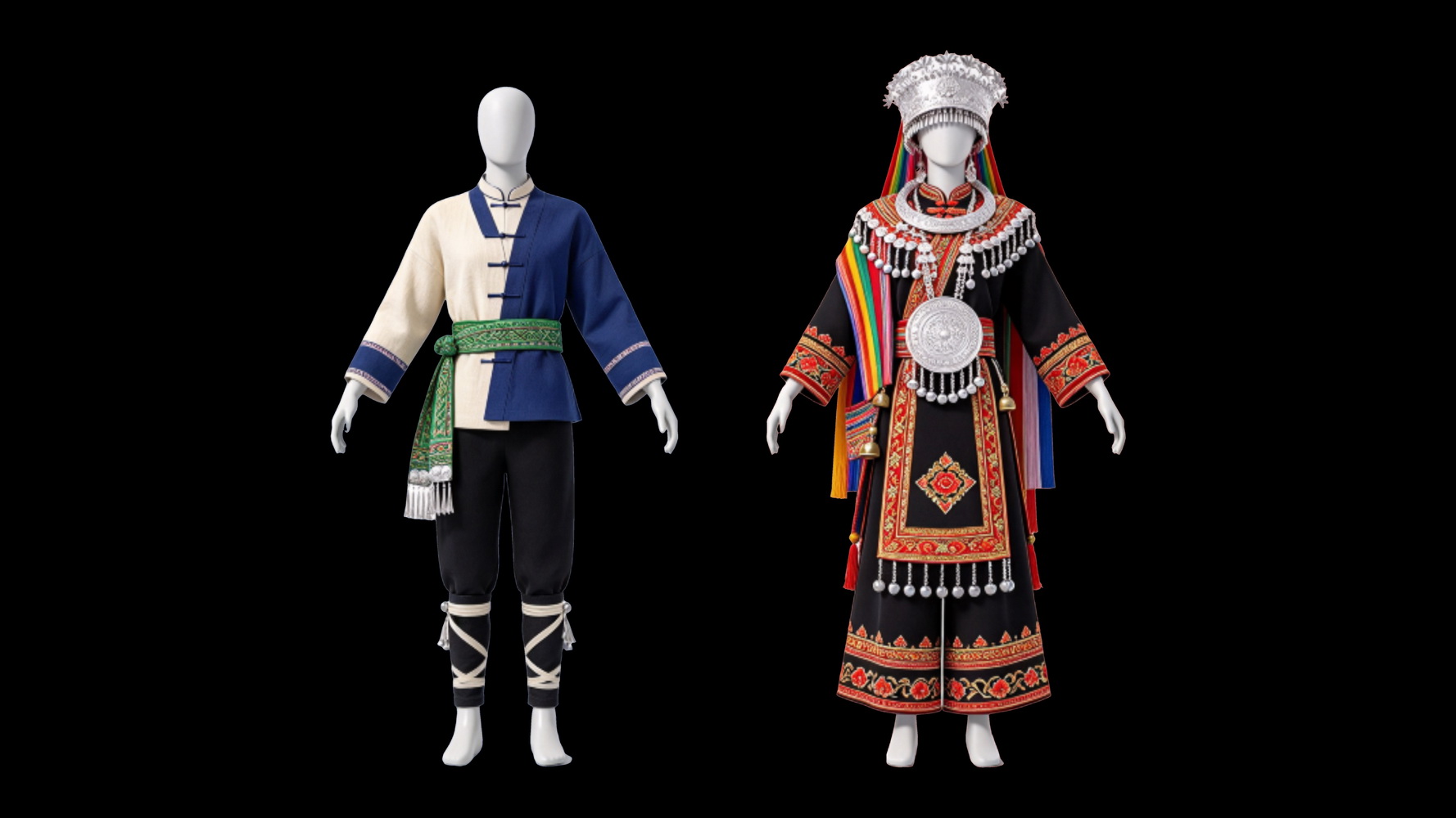 瑶族服装 模特人物少数民族服饰 SU模型