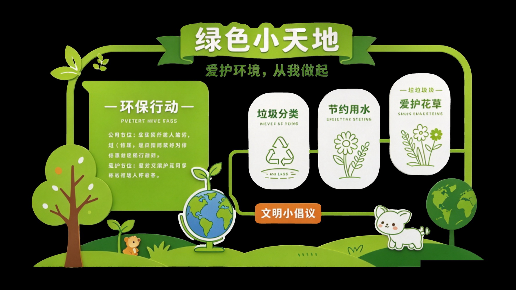 现代校园环保主题文化墙SU模型