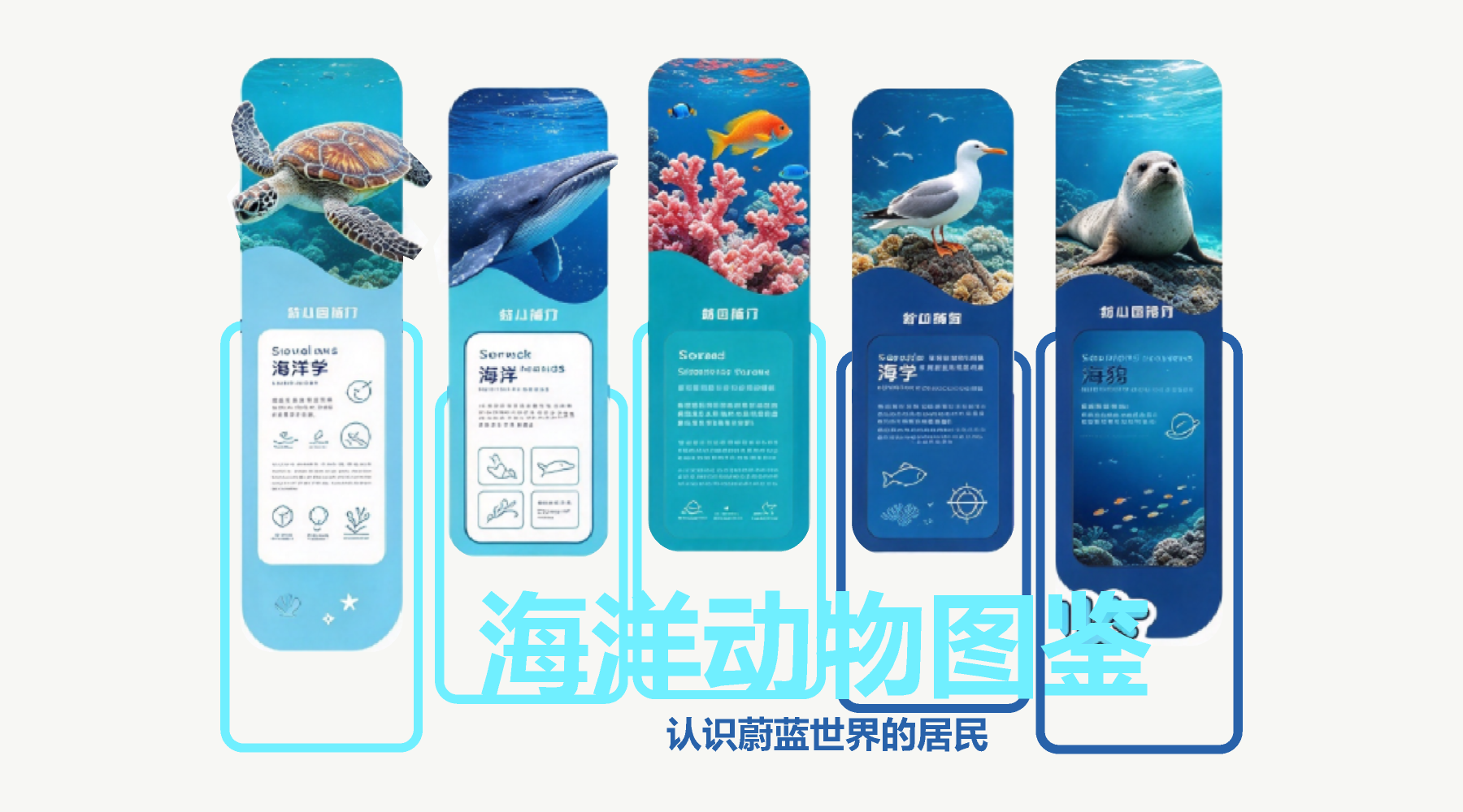 海洋动物文化墙SU模型