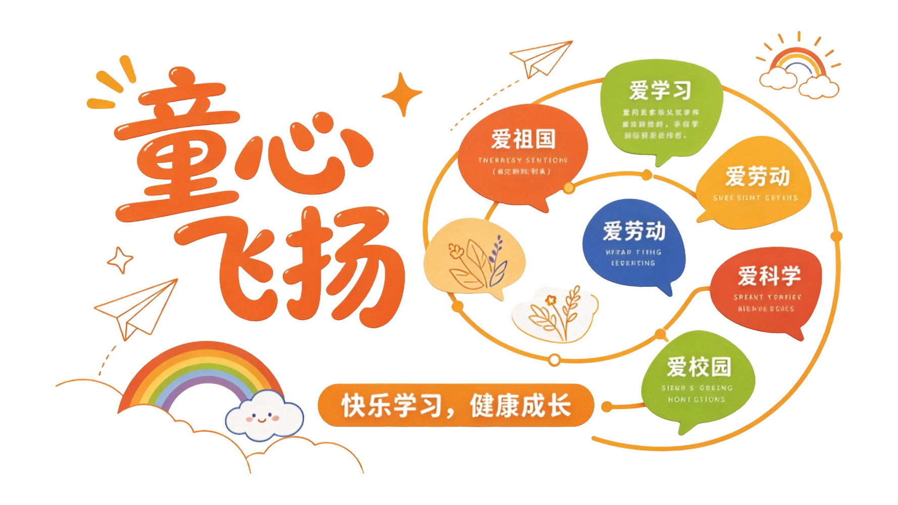 现代童心飞扬校园文化墙SU模型