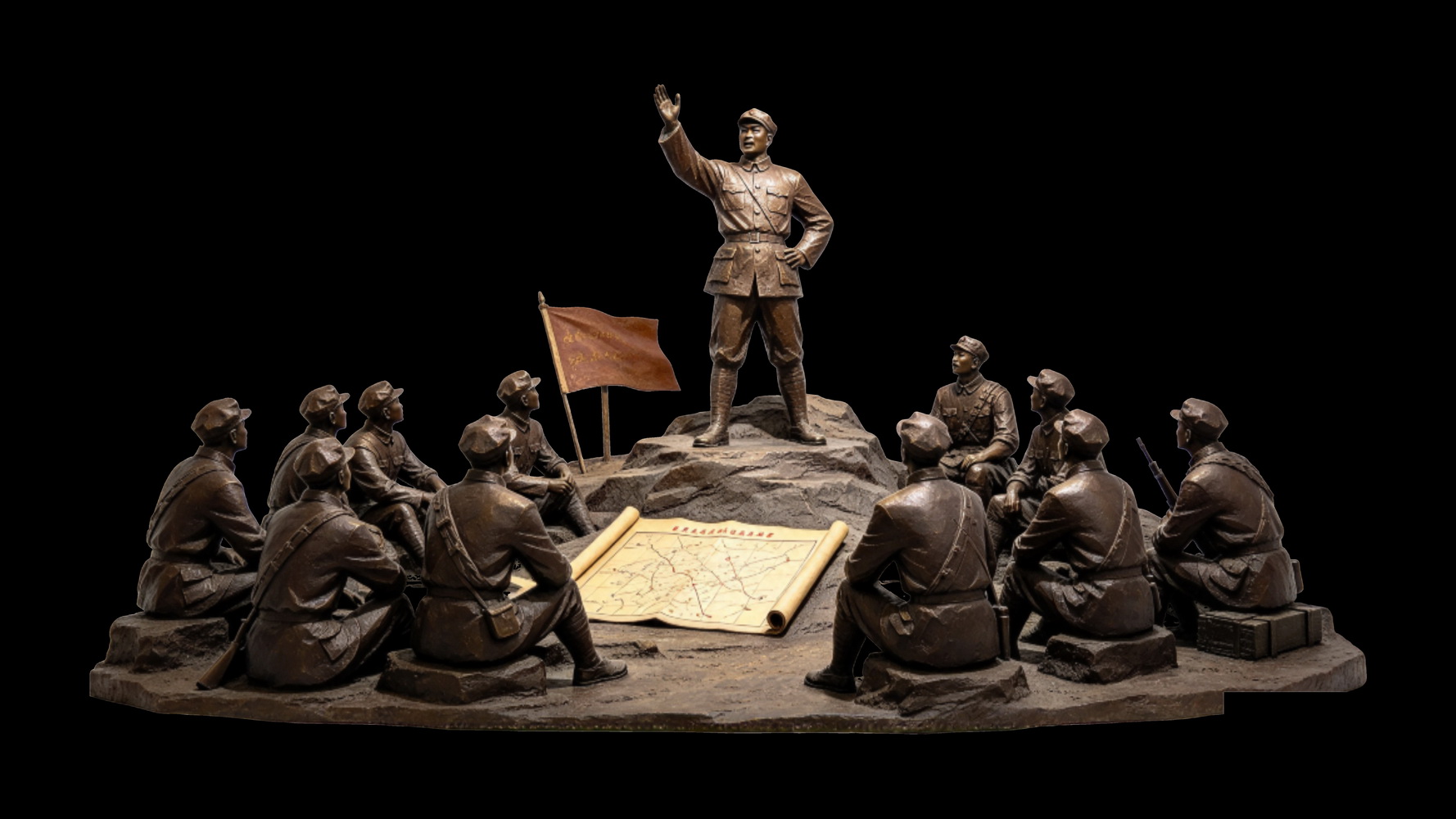 革命时期场景长征 红军 人物 雕塑 SU剪影