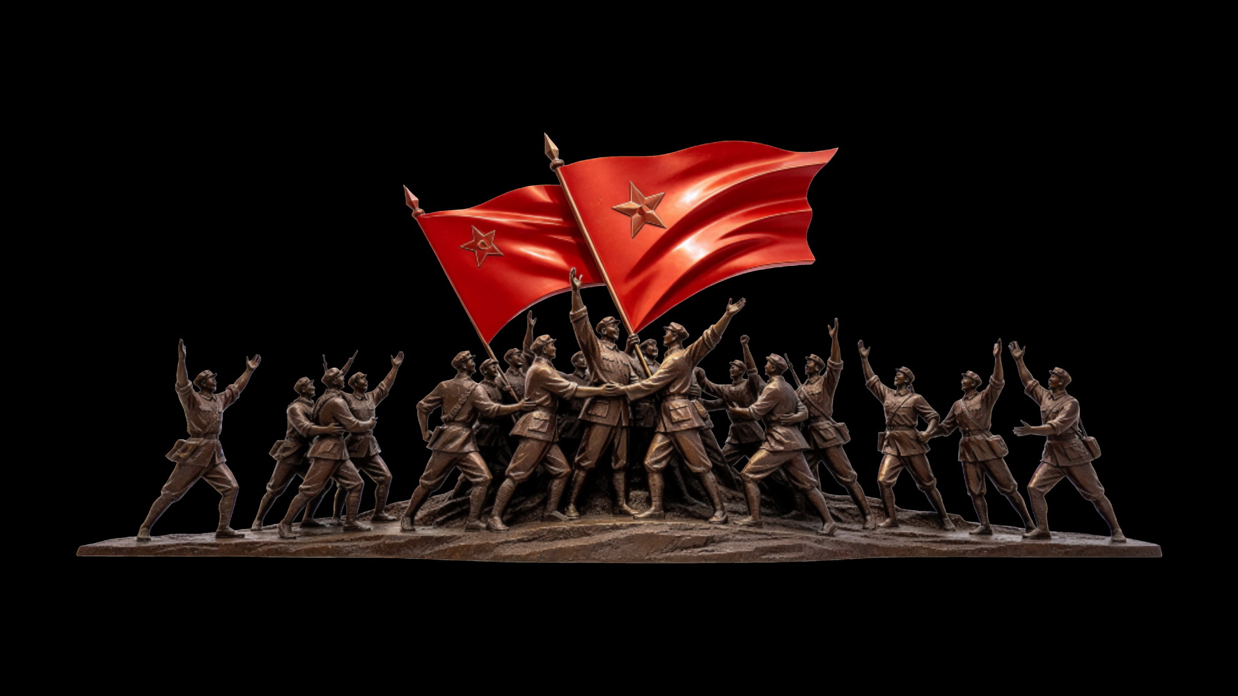 革命群体长征 红军 人物 雕塑 SU剪影