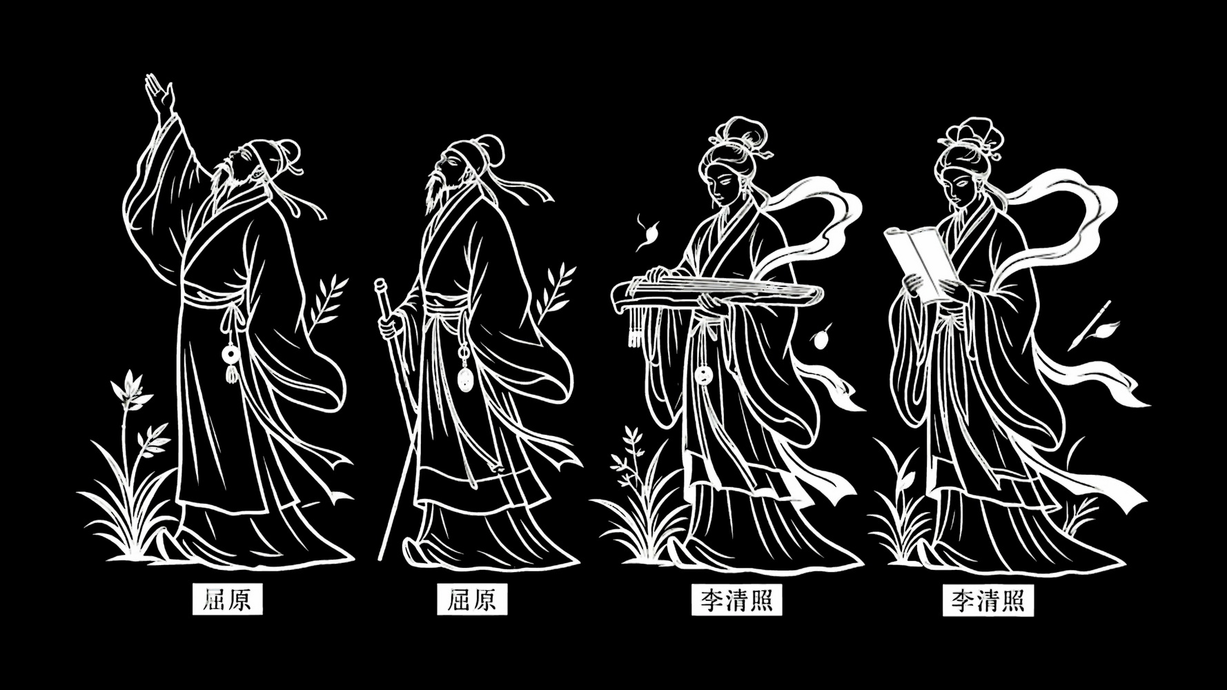 国风线描人物SU模型